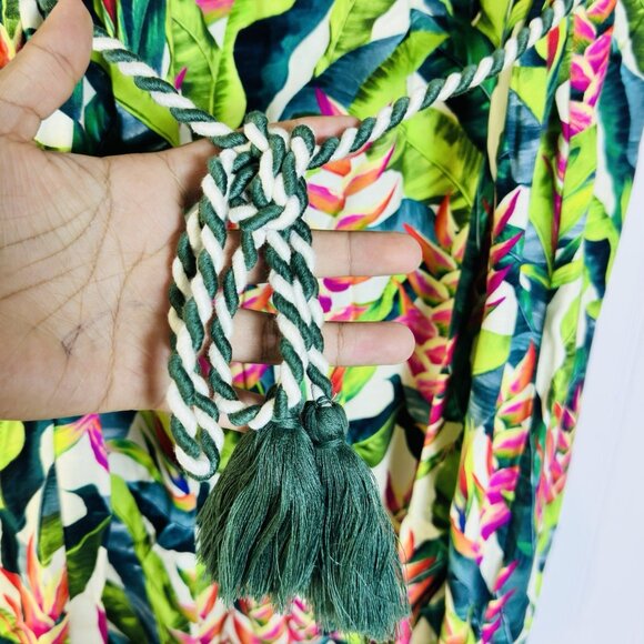 FARM Rio Heli Leaves Pearl T-Shirt Jersey Mini Dress Large Tropical casual - Picture 6 of 11